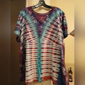 Colorful Tie-Dye‎ V-Neck T-Shirt. Woman Within, Sz2X 25/28